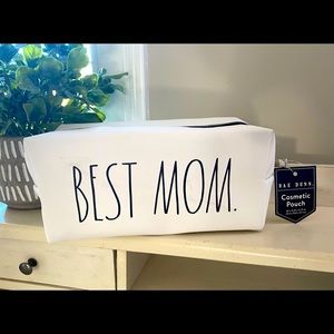 NWT RAE DUNN COSMETIC POUCH ‘BEST MOM’ white/black